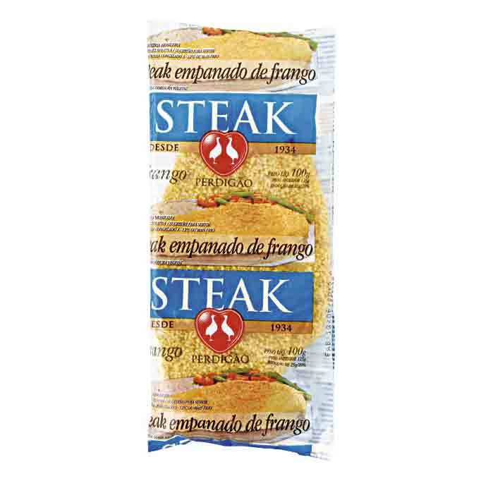 STEAK DE FRANGO EMPANADO CONGELADO PERDIGÃO 100 G (CX 45 UN)